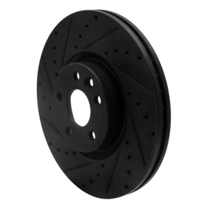 Volvo XC60 Brake Rotor (1) - Front Left - R1 Concepts - Drilled & Slotted - Black - `16-`17